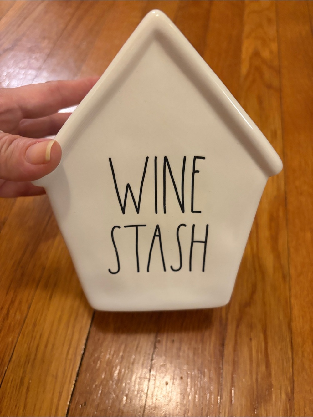 Rae Dunn Wine Stash Ceramic House Bank - White